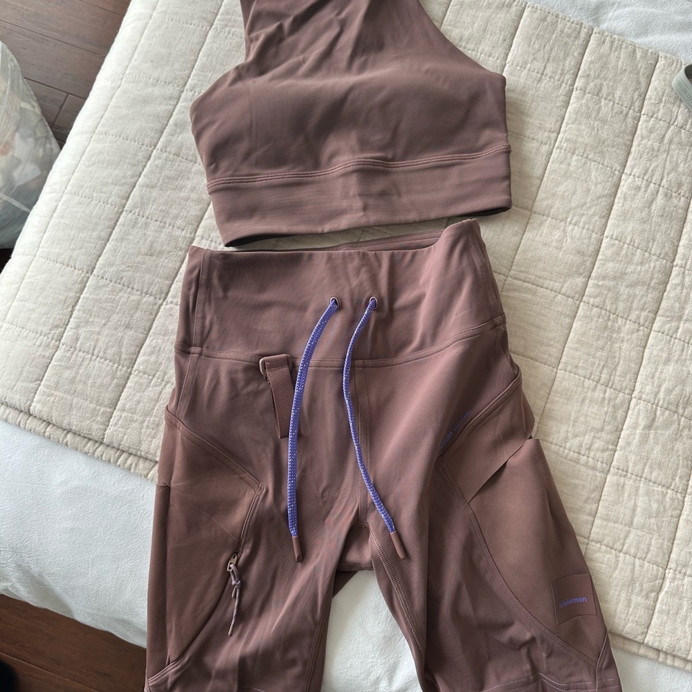 Lululemon set. Cargo High-Rise Hiking Short 8" & Energy High-Neck Longline Bra